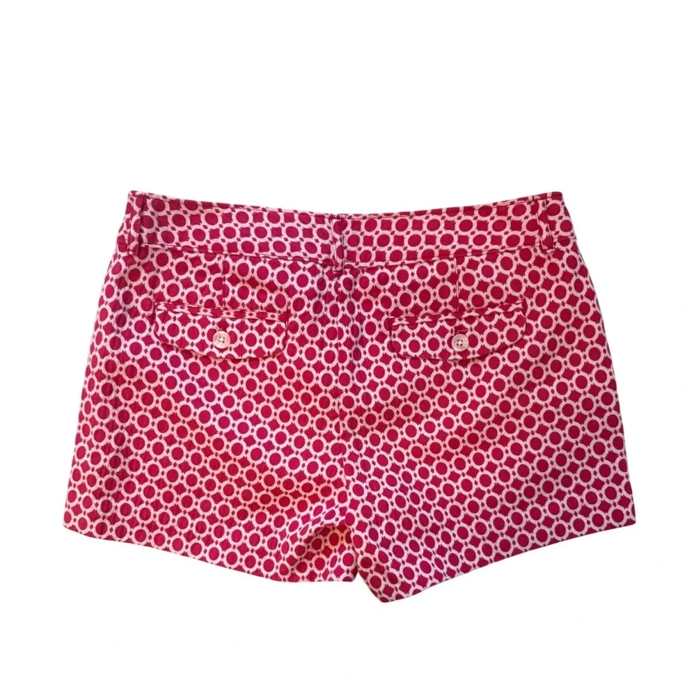Banana Republic‎ Womens Pink White Geometric Link Print Shorts Size 4 Mid Rise - Picture 3 of 3